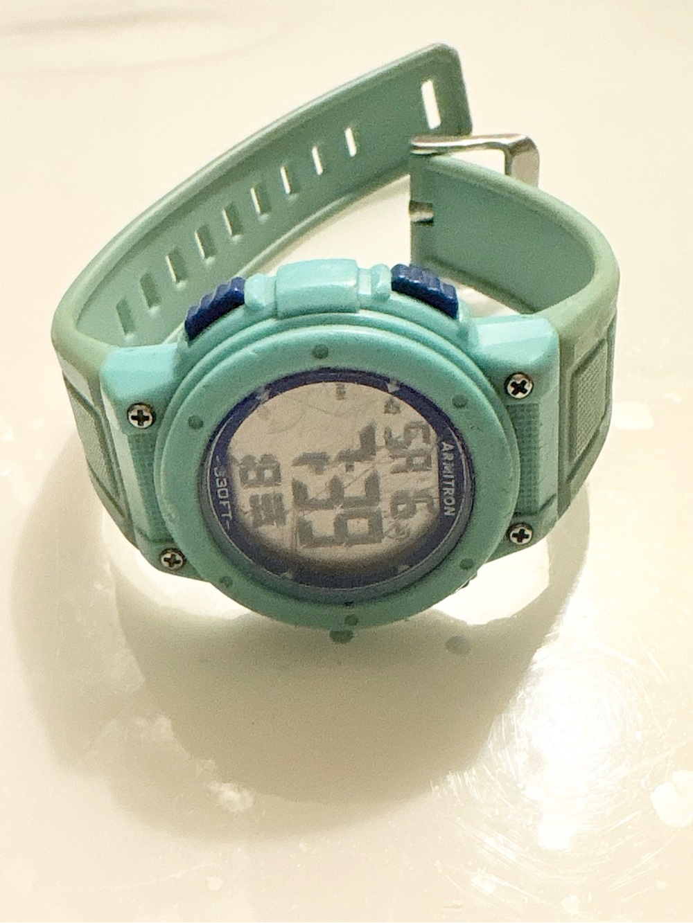 Armitron Mint Green Digital Sport wristwatch 330ft alarm chrono
blue/green resin